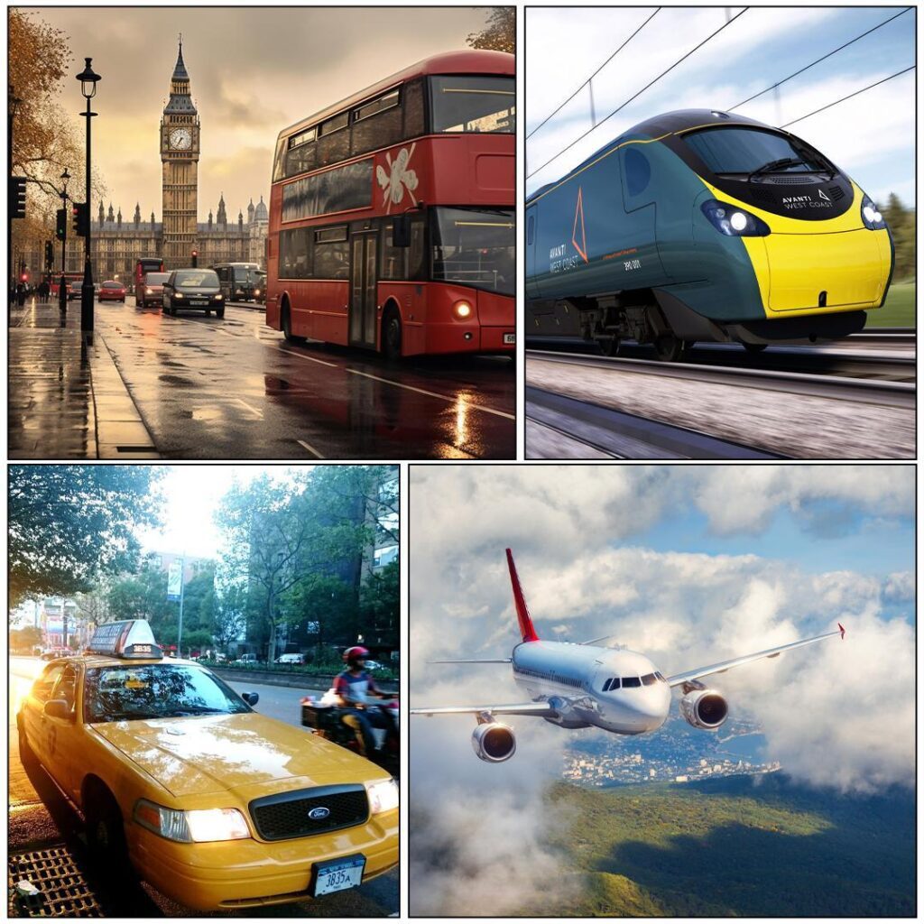 Collage image of UK's means Transportation - supertramp.co.uk