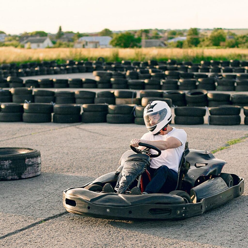 Boy doing Go Karting - Fitness Trampoline - supertramp.co.uk